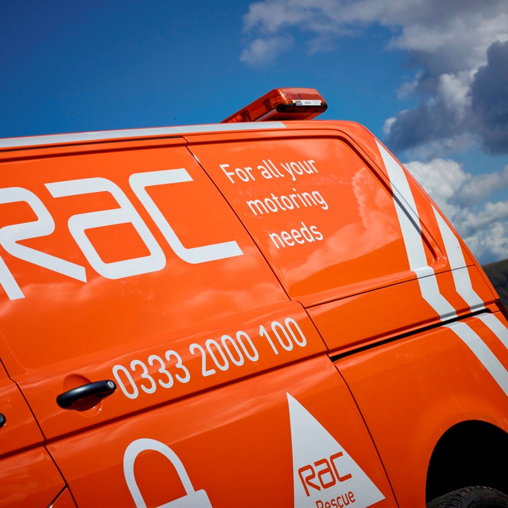 side view of a RAC van in the West Midlands
